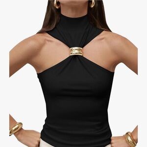 Elegant Black Halter Top